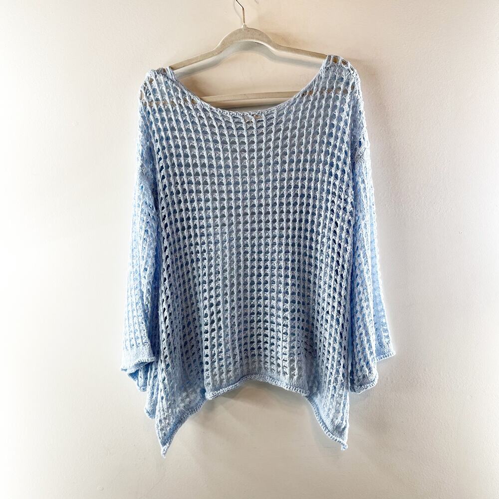 POL Long Sleeve Crochet Sweater Light Blue Small - Picture 4 of 6
